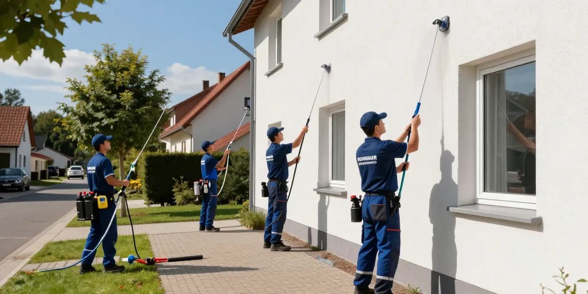Fassadenreinigung Hohenahr durch professionelle Techniker mit umweltschonenden Mitteln und modernen Geräten.
