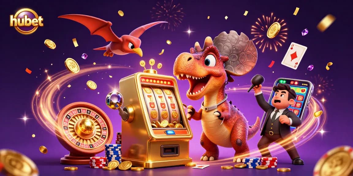 hubet features pachycephalosaurus celebrating jackpot wins at a vibrant casino scene