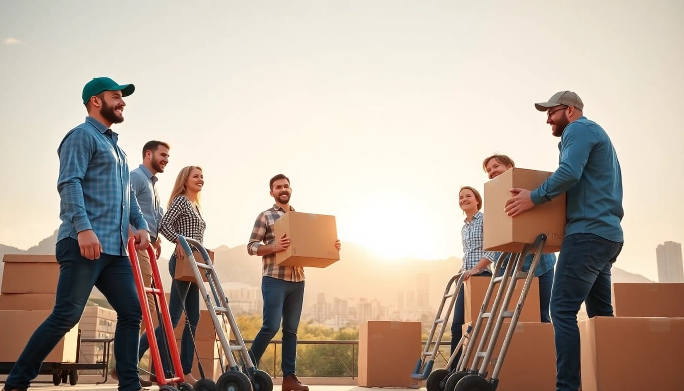 Trusted local movers Phoenix engaged in a relocation under the sunny skies of Phoenix, showcasing teamwork.
