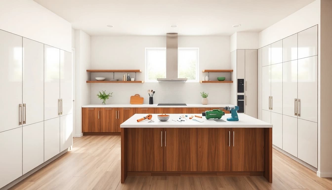 Innovative home improvement ideas showcased in a modern kitchen renovation with vibrant colors.