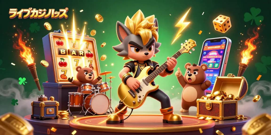 ライブカジノハウスでエキサイティングなスロットジャックポットを楽しむシーン