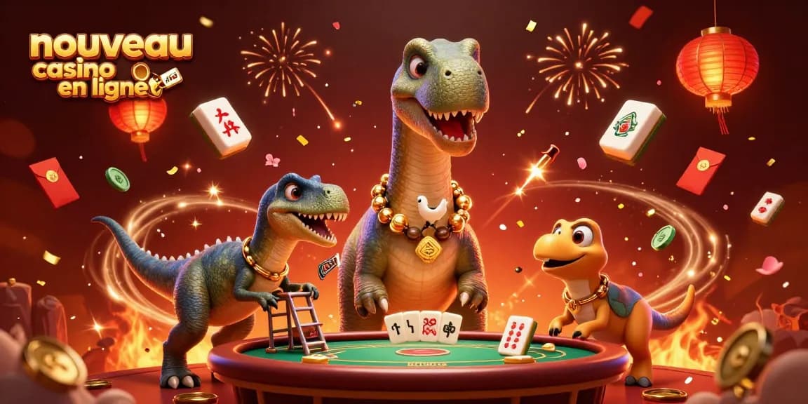Jouez au nouveau casino en ligne dans une scène vibrante avec un brontosaurus et un raptor.
