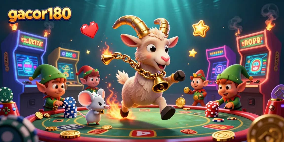 Gacor180 menghadirkan gambar kasino yang energik dengan Krampus, mouse, dan elf, semua bermain dengan ceria.