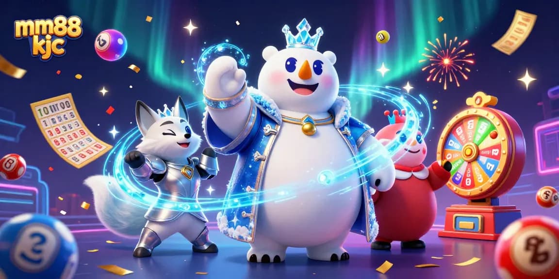 Engage with the exciting mm88 kjc casino experience surrounded by festive lottery elements and vibrant imagery.