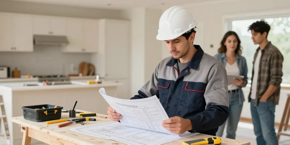 Kuwin local services: Trusted contractor reviewing renovation plans.