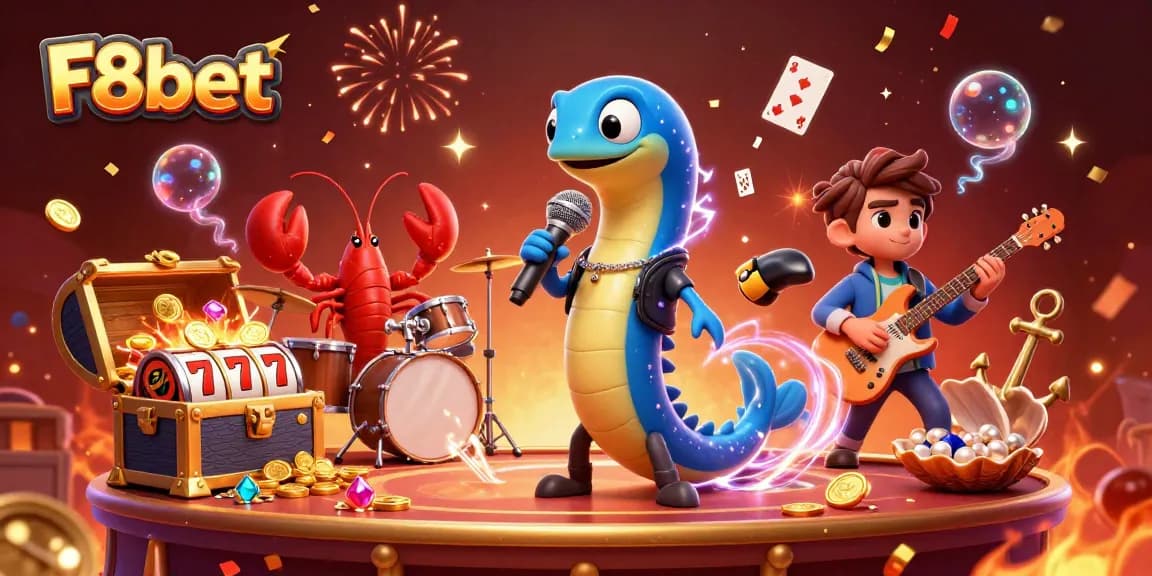 Experience excitement with F8bet as an electric eel DJ rocks an underwater casino stage.