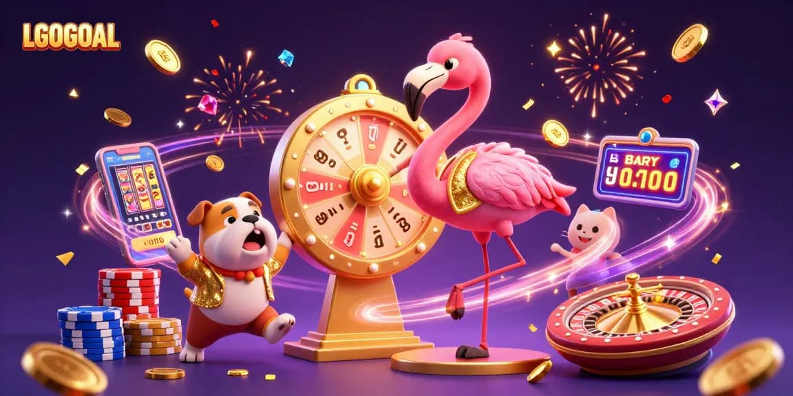 Experience big wins with LGOGOAL as the cartoon flamingo host spins the prize wheel.