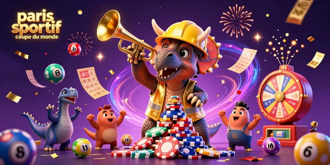 Participation dynamique au paris sportif coupe du monde avec des personnages ludiques et des éléments de jeux.
