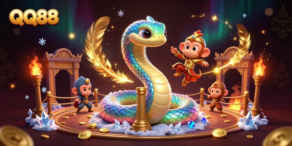 Engage in thrilling adventures with QQ88 at this vibrant 3D casino illustration featuring magical elements.