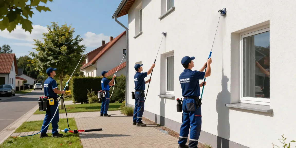 Fassadenreinigung Hohenahr durch professionelle Techniker mit umweltschonenden Mitteln und modernen Geräten.