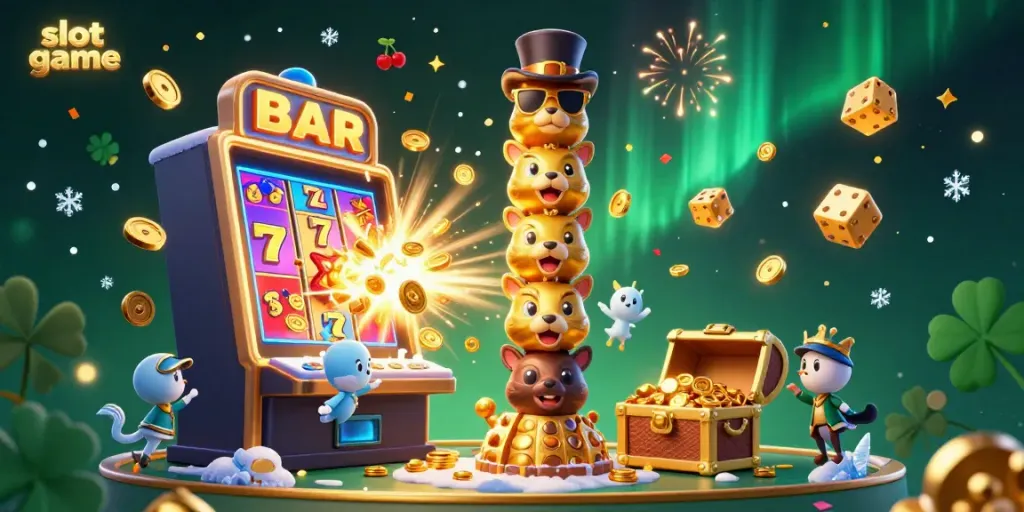 Experience the excitement of slot game jackpots with this vibrant casino-themed illustration.