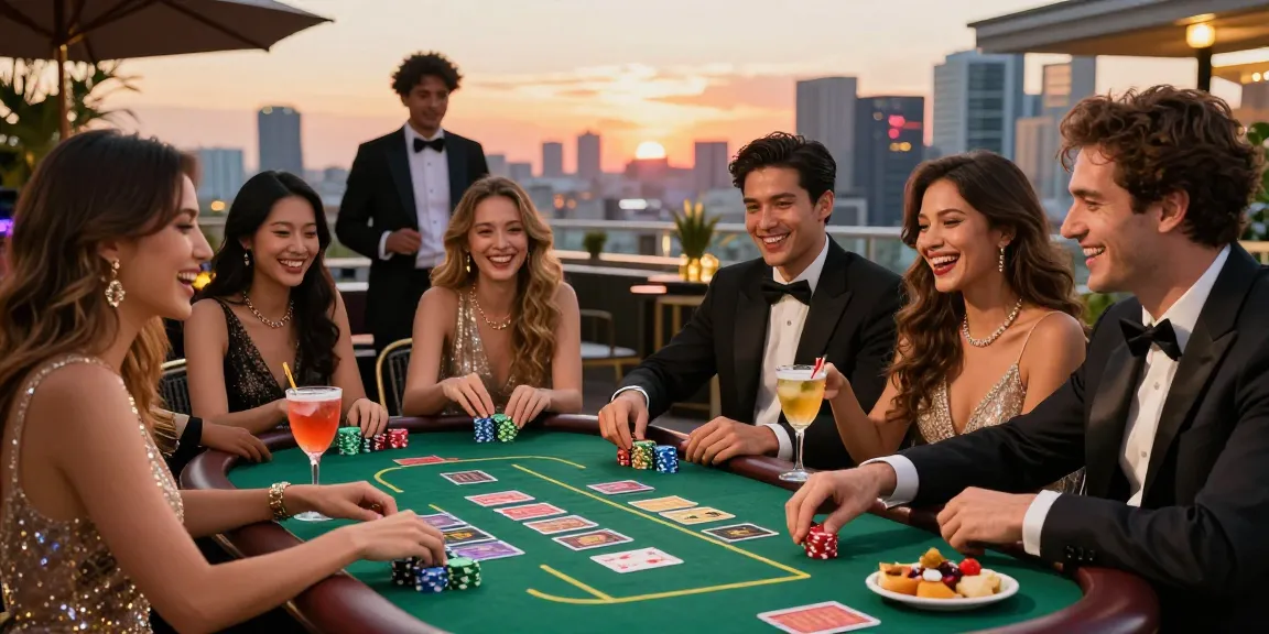 LUXURY777 Link Alternatif dalam suasana kasino mewah, teman-teman bersenang-senang di malam yang meriah.