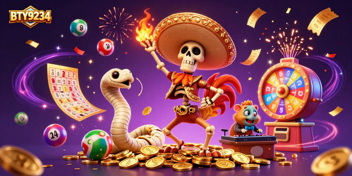 Engage in exhilarating moments with BTY9234's vibrant casino scene featuring lottery elements and celebrations.