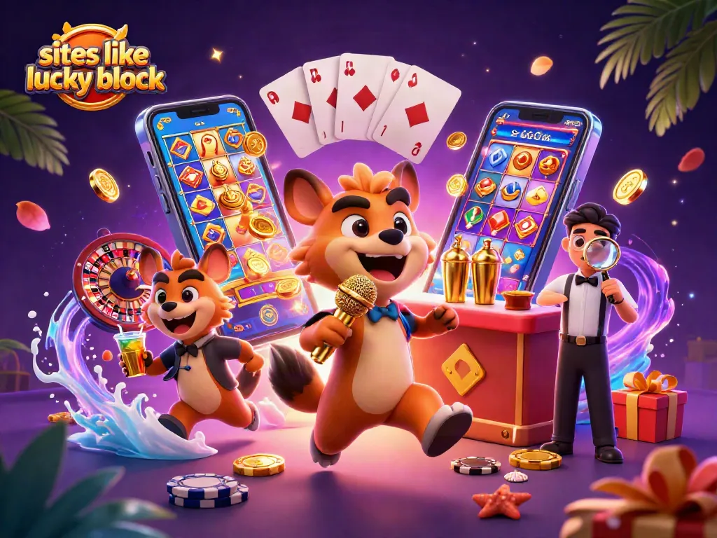 Enjoy exciting gameplay at sites like lucky block with vibrant characters in a lively casino scene.