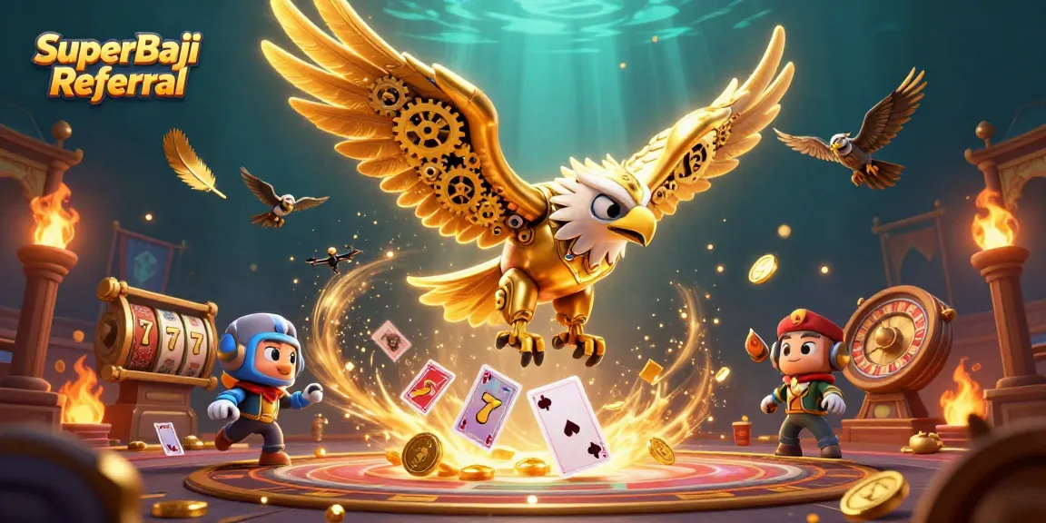 Experience thrilling action with the SuperBaji Referral in this vibrant 3D illustration.