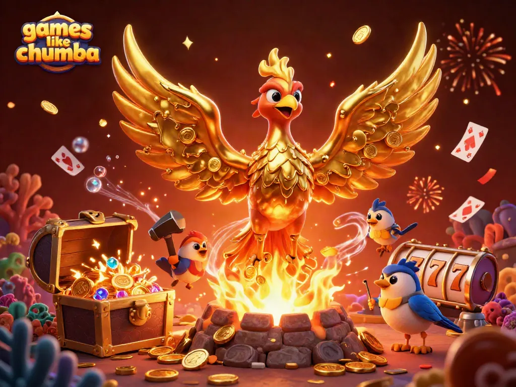 Play games like Chumba with thrilling golden phoenix and immersive casino elements.