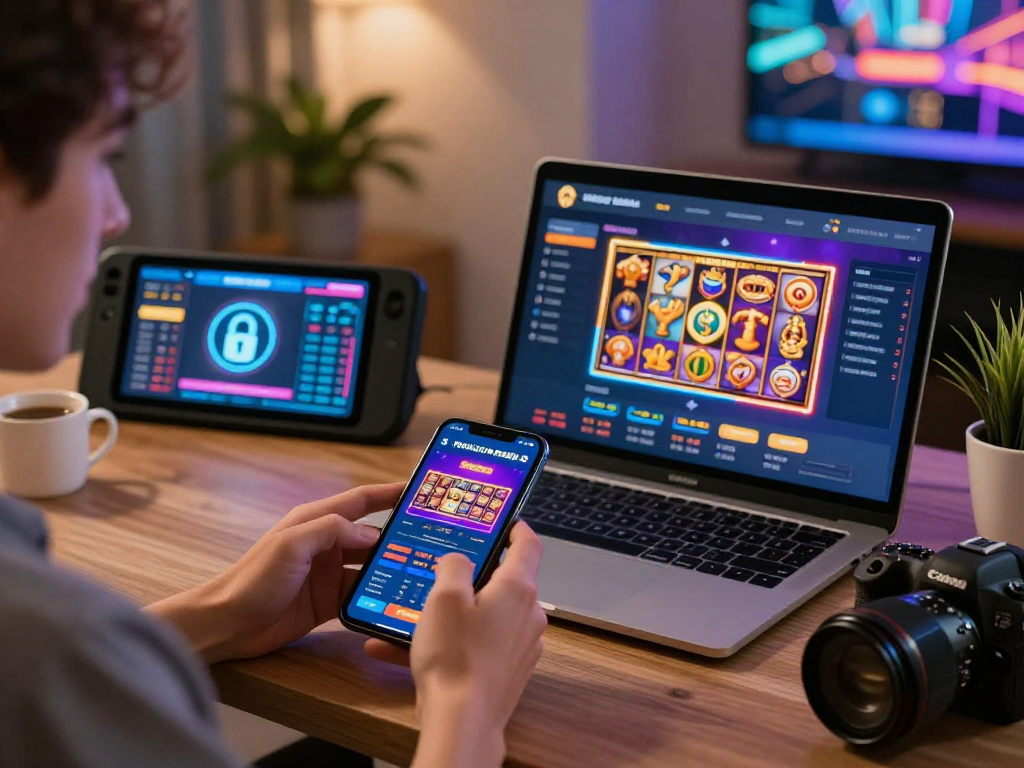 The MPOCASH gaming interface displayed on smartphone with vibrant slots and casino offers, promoting a secure online betting experience.