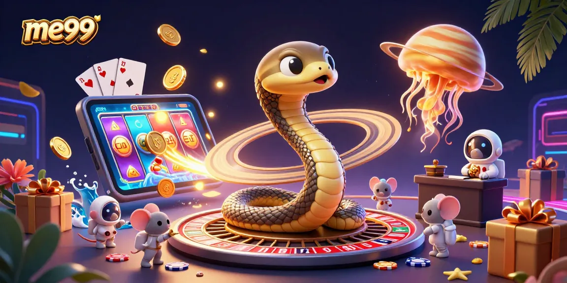 Experience thrilling bets at me99 casino with vibrant cartoon characters in this lively 3D scene.