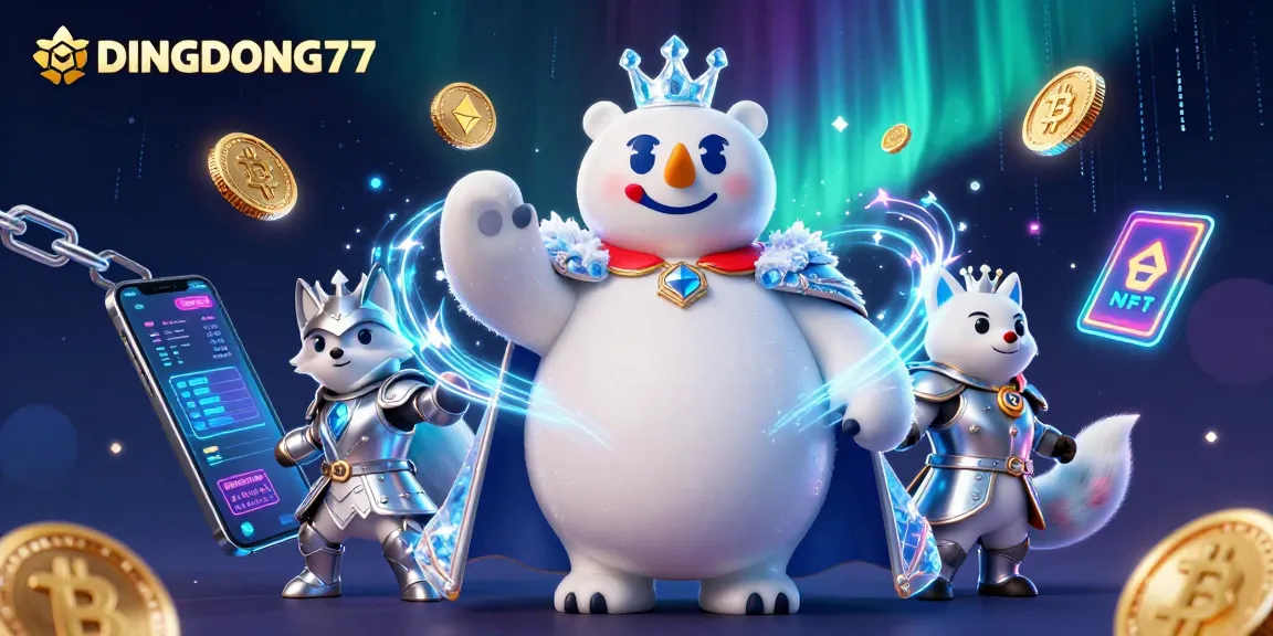 DINGDONG77 brings excitement to the casino realm with a vibrant 3D scene of an ice king and his fox companion.