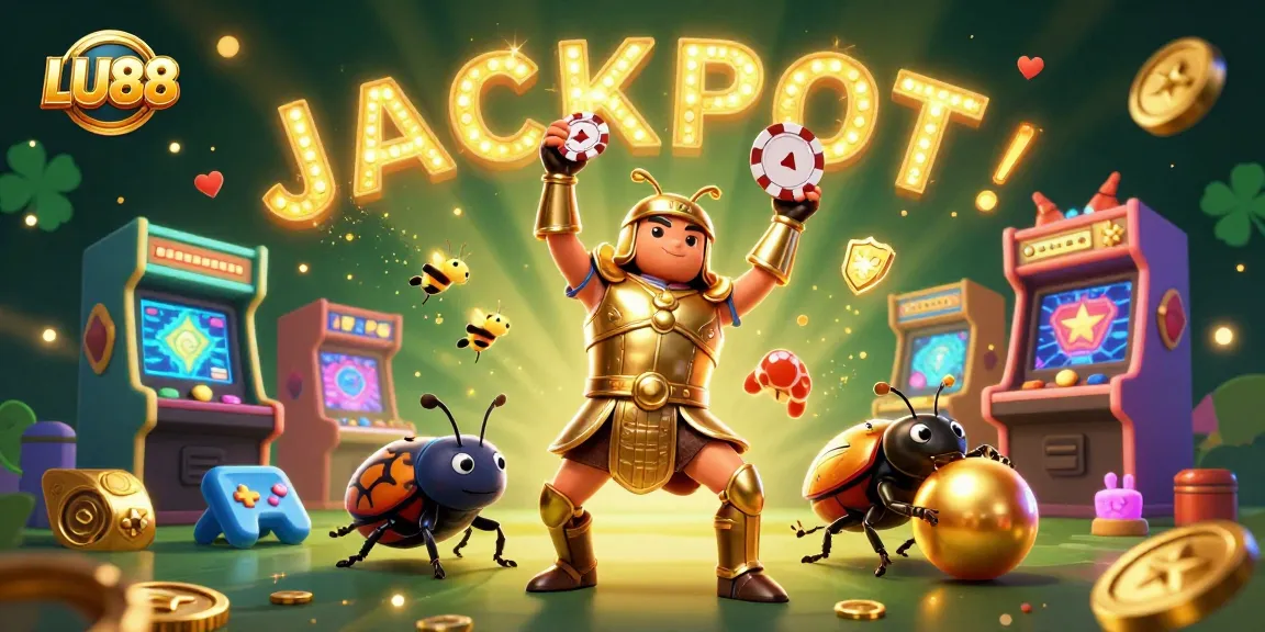 LU88 champions win with a hercules beetle and friends at a vibrant casino scene.