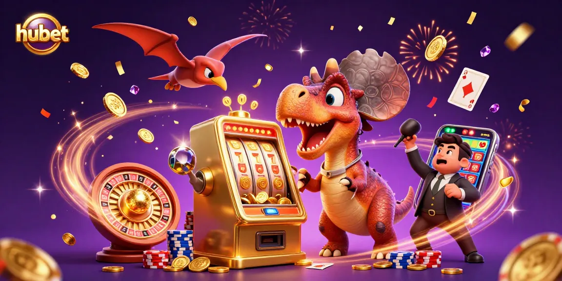 hubet features pachycephalosaurus celebrating jackpot wins at a vibrant casino scene