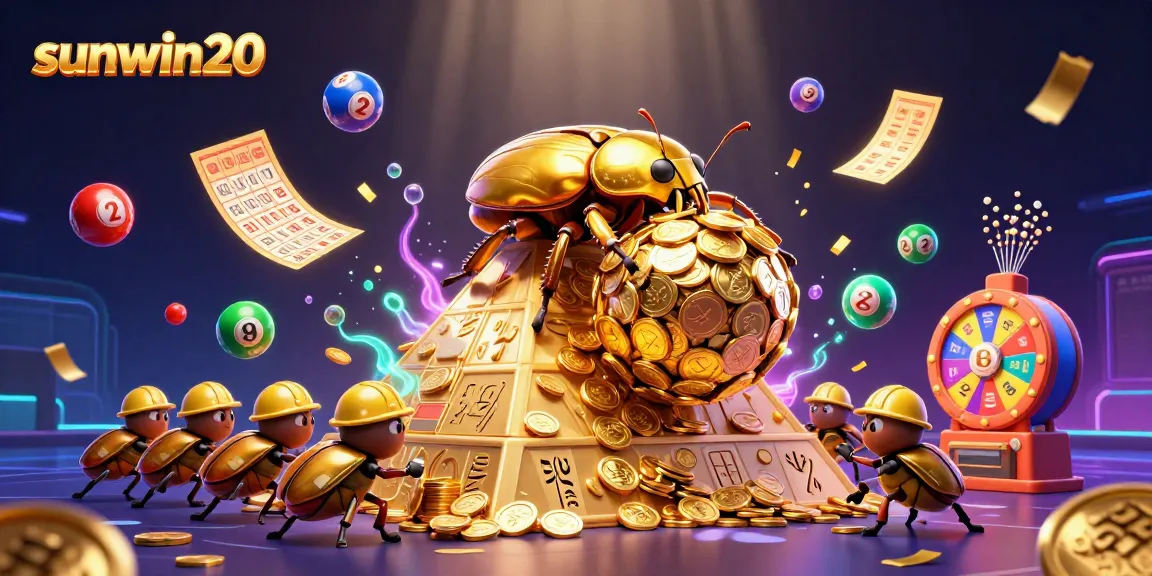 Experience sunwin20's thrilling casino atmosphere with dynamic lottery elements and golden treasures.