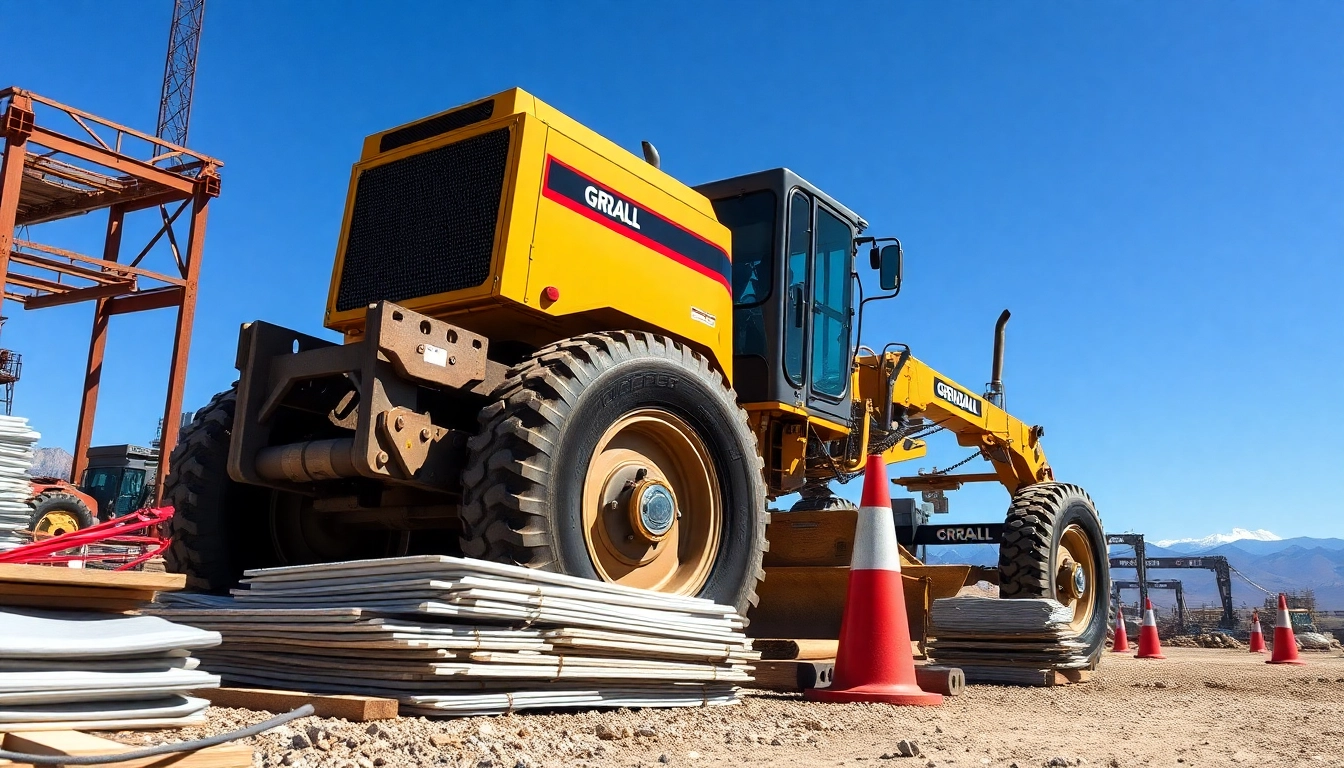 Gradall machine working efficiently on a construction site.