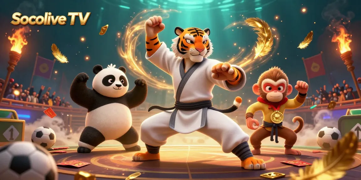 Socolive TV showcases an energetic sports betting scene with characters and vibrant game elements.