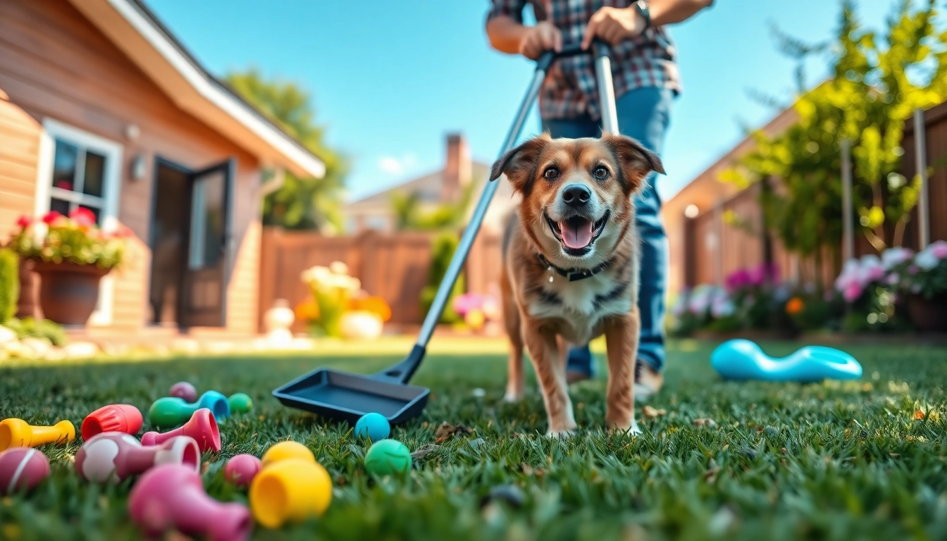 Efficient dog poop scooper service in action, ensuring a clean yard for pet enjoyment.