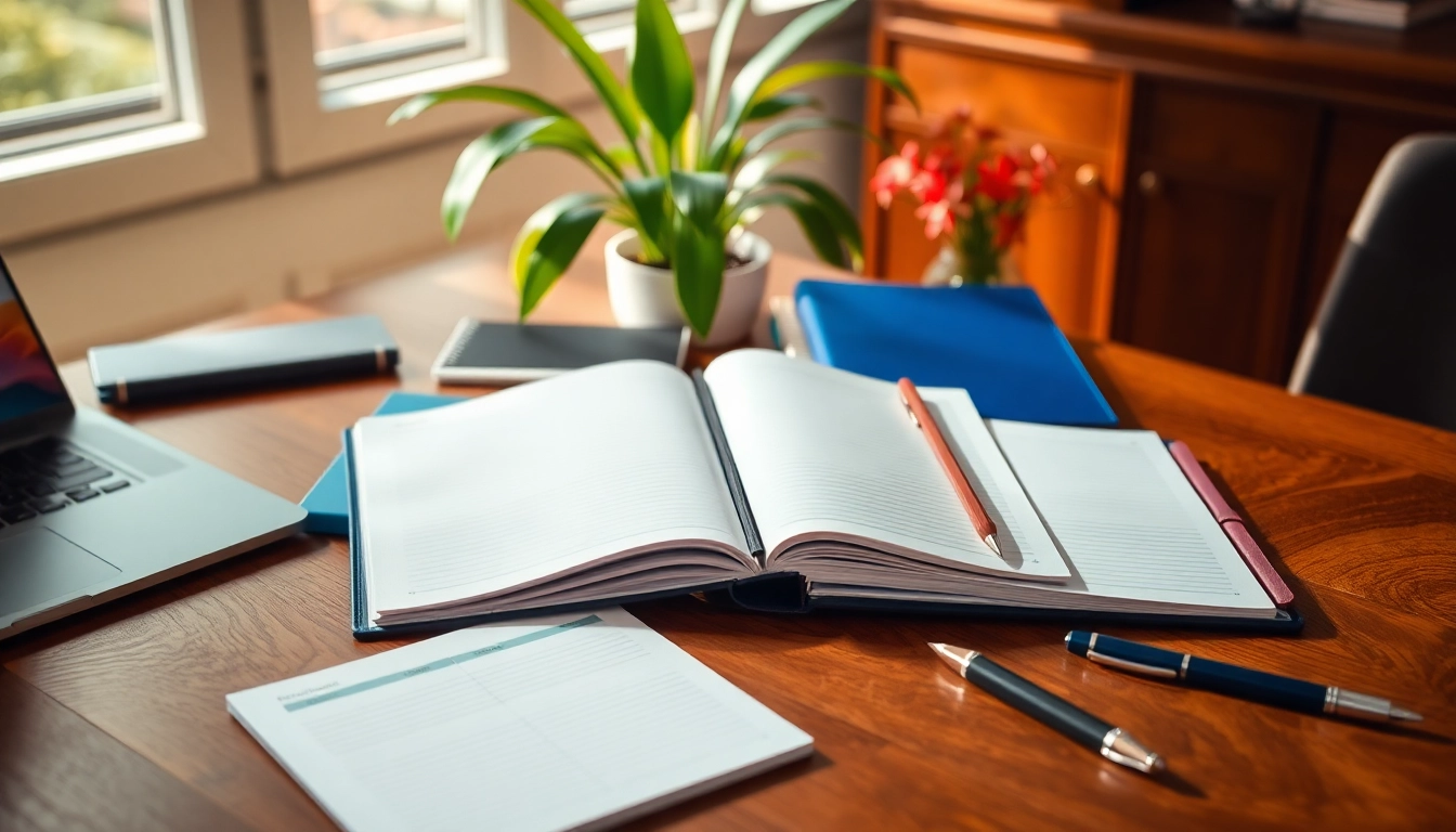 Browse stylus-friendly planners placed on an elegant desk, showcasing unique designs and layouts for effective planning.