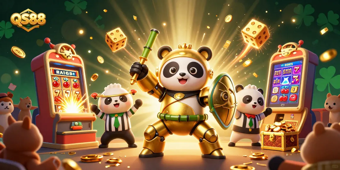 Experience thrilling wins with QS88 in this vibrant casino gaming scene, showcasing dynamic slot elements.