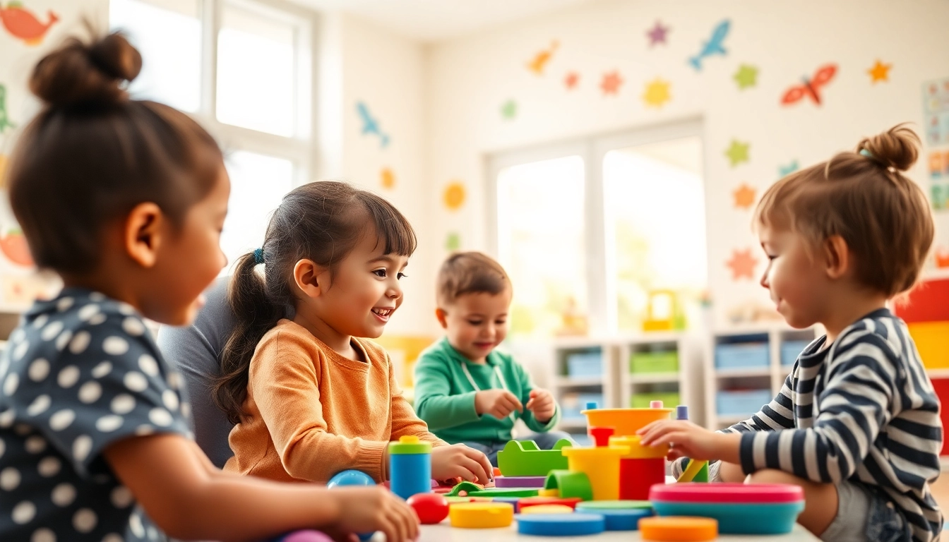 Children actively participating in ABA therapy for kids with a joyful therapist in a vibrant room.