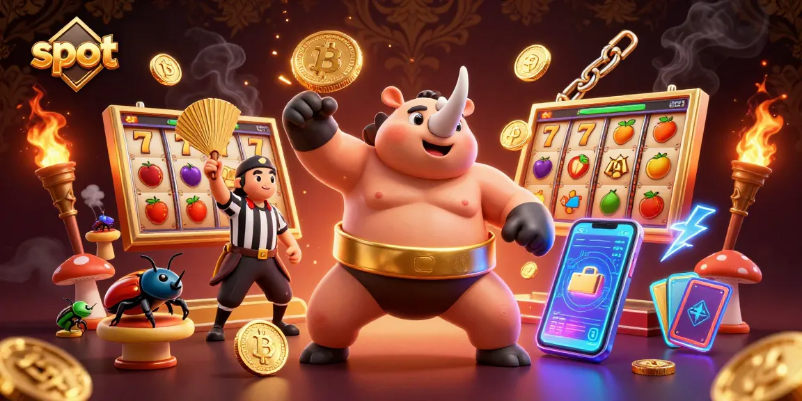 Uji keberuntungan slot dengan karakter unik dalam ilustrasi bertema kasino.