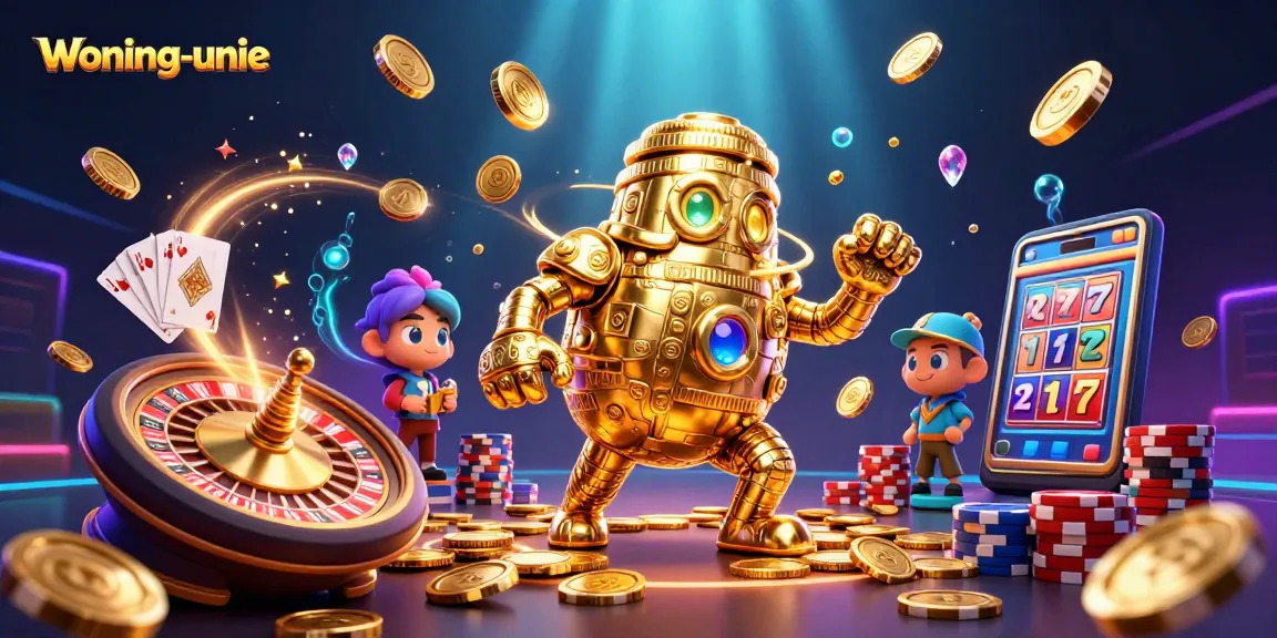 Woning-unie offre vincite scintillanti con il golem d'oro in questa illustrazione di casinò.