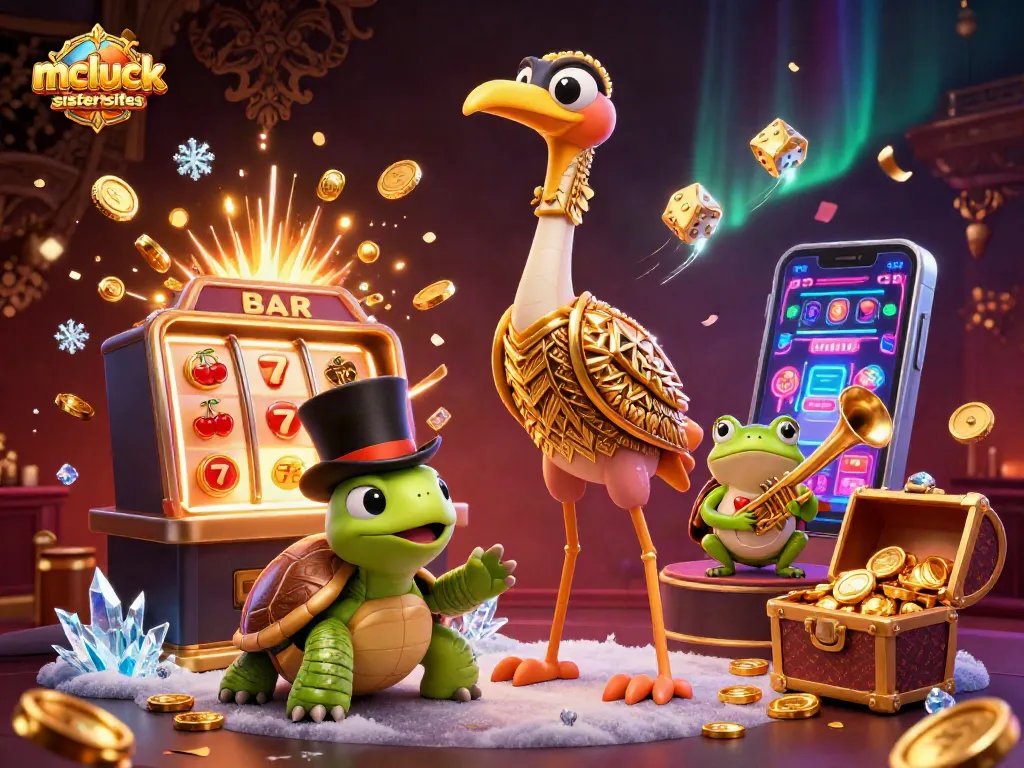 Engage with dynamic mcluck sister sites scenes of characters at a casino, bursting with vibrant game elements and action.