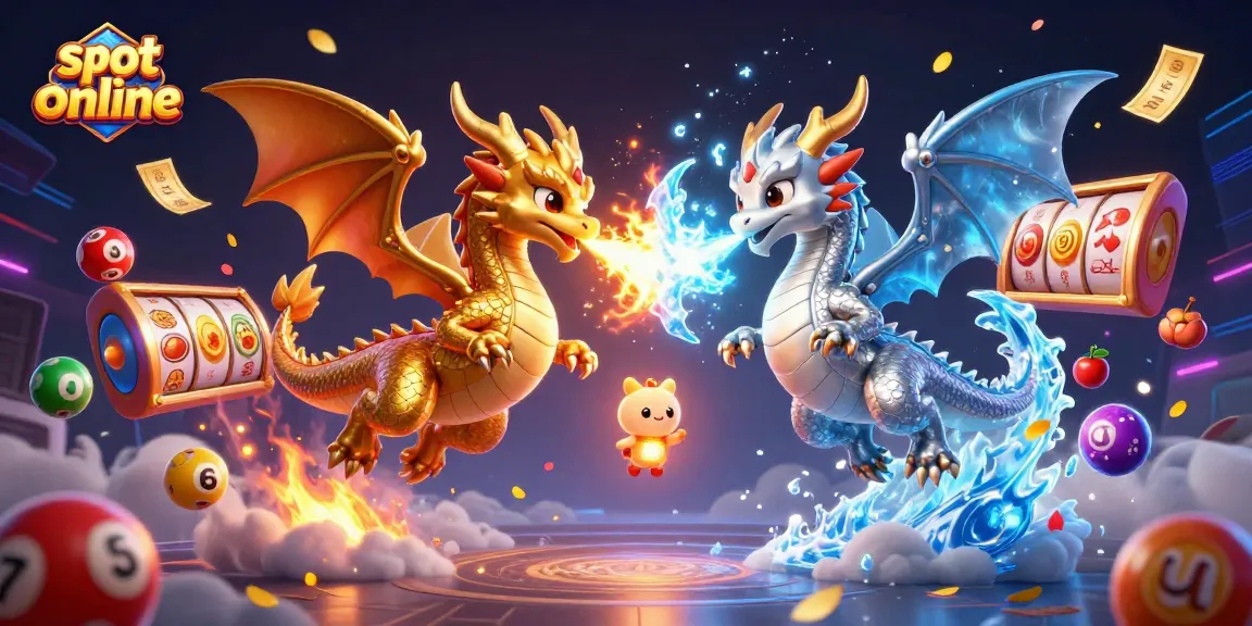 Spin the reels with slot online, featuring golden and silver dragons amidst vibrant game elements.