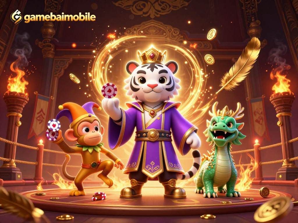 Experience the thrill of gaming with gamebaimobile featuring vibrant characters in a lively casino scene.