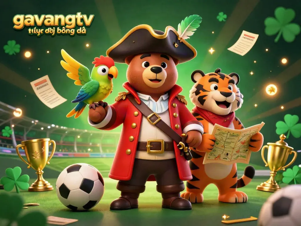 Watch gavangtv trực tiếp bóng đá with a lively scene of characters and vibrant sports betting elements.