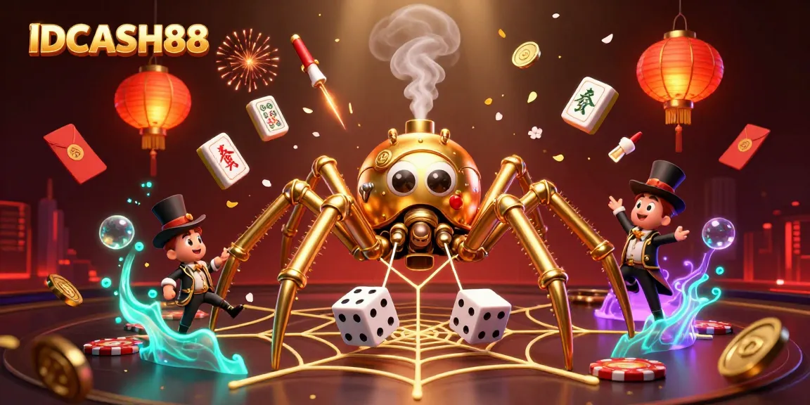 Try your luck with IDCASH88 in this vibrant, dynamic casino scene featuring steampunk elements.