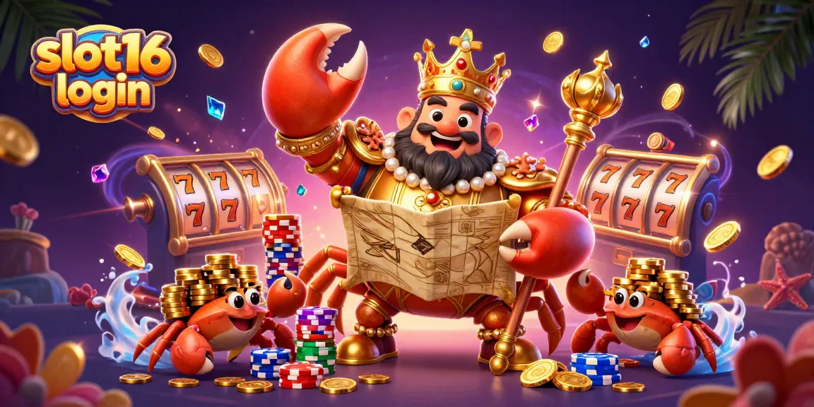 Engage in gaming excitement with slot16 login featuring a golden crab emperor