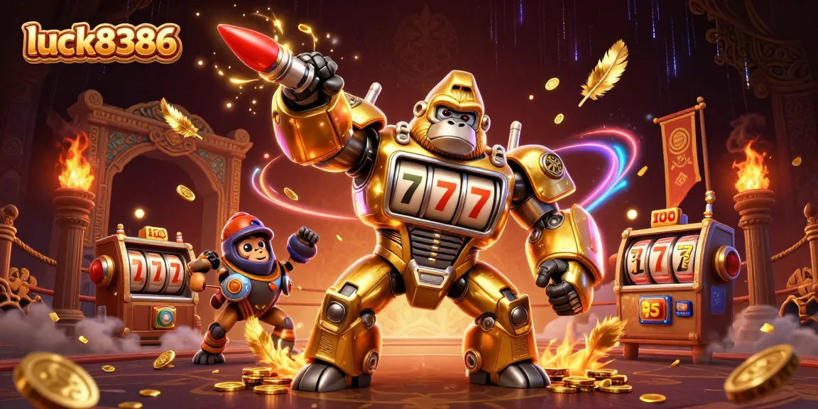 Engage with luck8386 and experience the thrill of slots in this energetic 3D casino scene.
