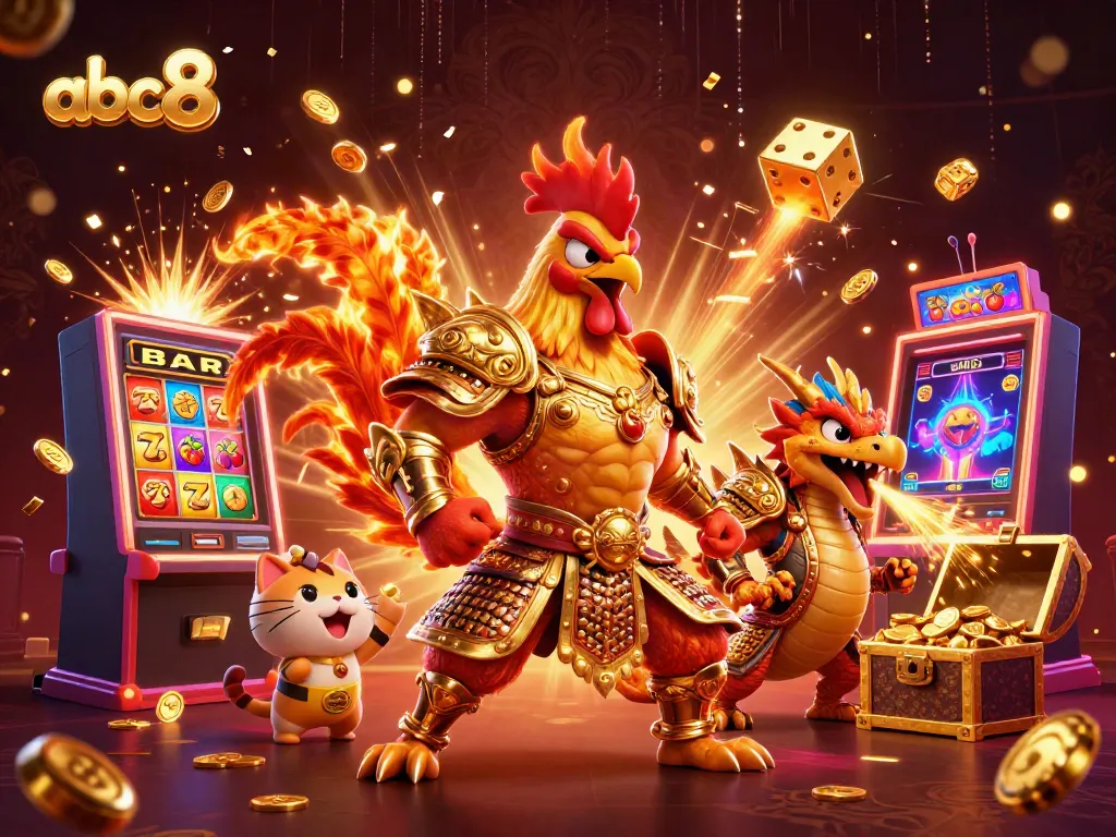 Experience thrilling jackpots with abc8 in this dynamic casino illustration featuring exciting game elements.