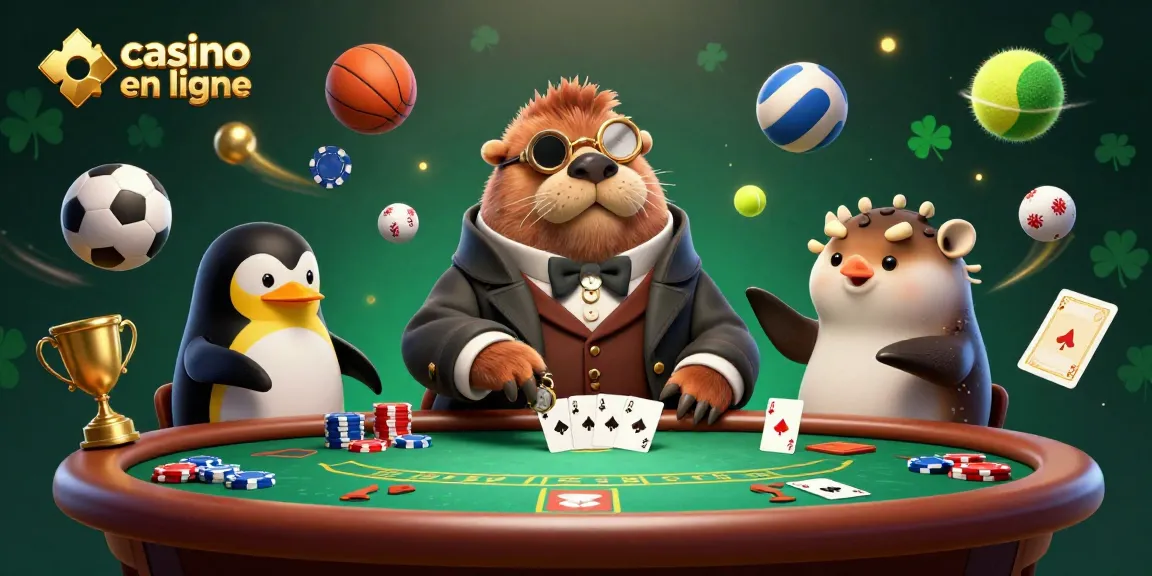 Un morse victorieux à une table de poker sous-marine avec un pingouin, animations et éléments de casino en ligne