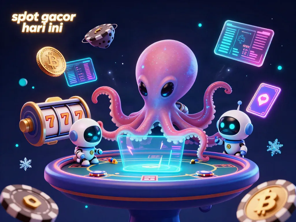 Spin the reels with slot gacor hari ini as an alien octopus operates a poker table filled with fun elements.