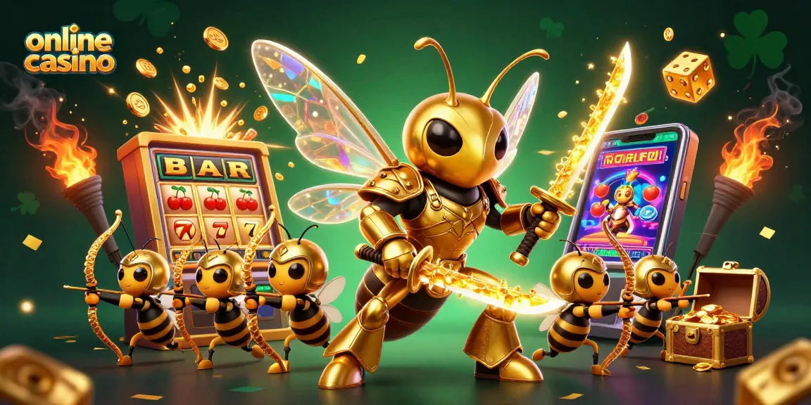 Slot machine e atmosfera festosa in un casinò online, con un'illustrazione vivace e colorata.