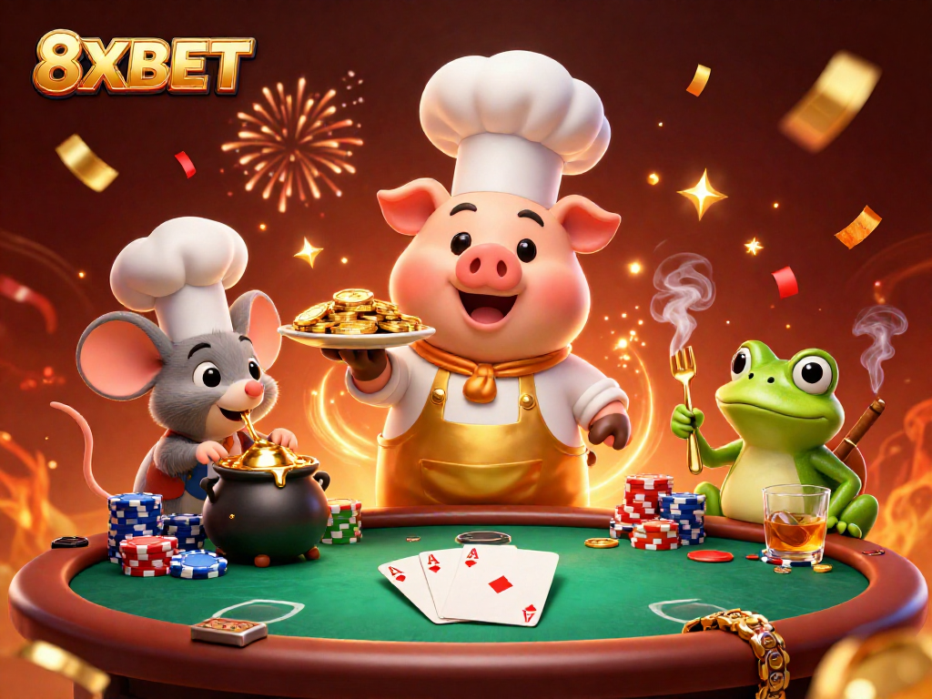 Engage with thrilling gaming experiences at 8XBET with this vibrant casino illustration.