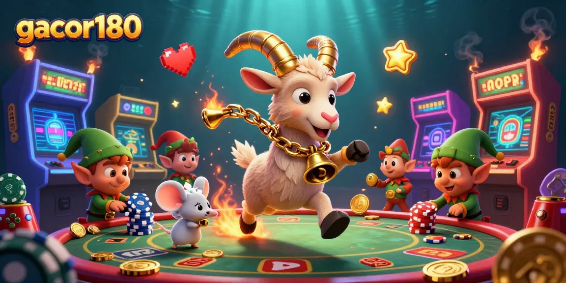 Gacor180 menghadirkan gambar kasino yang energik dengan Krampus, mouse, dan elf, semua bermain dengan ceria.