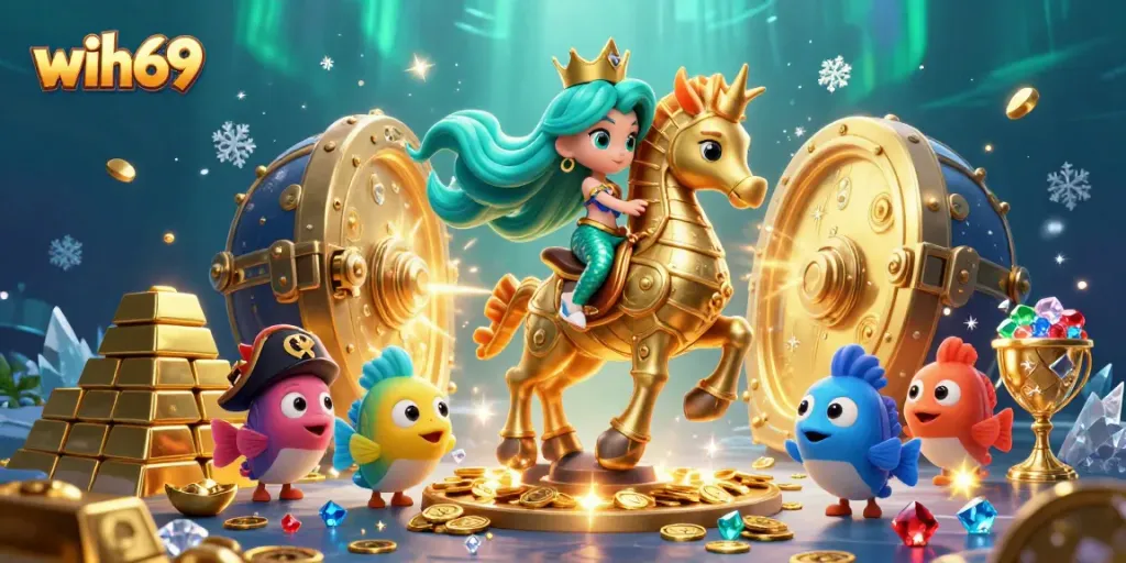 Menangkan hadiah di slot wih69 dengan karakter putri duyung dan kuda laut berkilau.