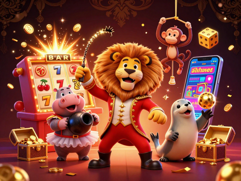 Menang di toto togel dengan karakter unik dalam ilustrasi kasino 3D yang atraktif dan penuh warna.