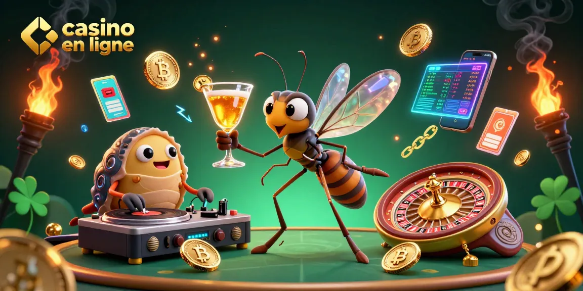 Plongée dans un univers de casino en ligne avec un moustique en ambre, un DJ trilobite, et une roulette en ammonite.